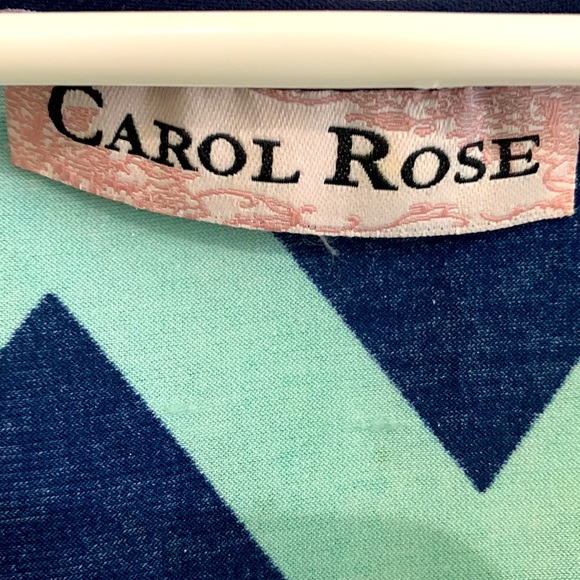 XL Carol Rose Teal/ Navy Chevron blouse - Picture 3 of 4